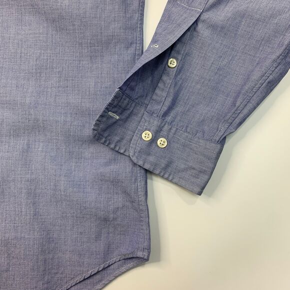 Ralph Lauren Shirt Men 15.5 Shark Blue Crosshatch Cotton Classic Fit Button Down - Picture 3 of 10